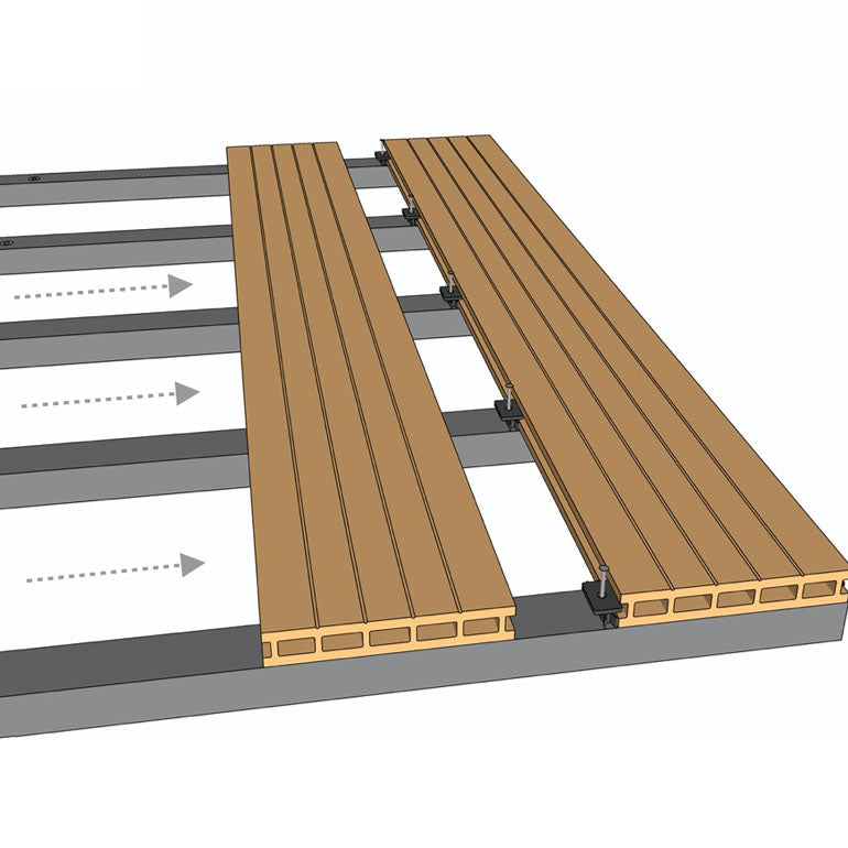 Composite Patio Flooring Tiles Striped Pattern Nailed Tile Set