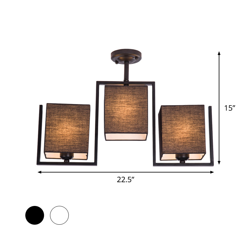 Weiß/schwarzer Quader halb Flush Leuchte Moderne 3 Lampenmodelldecke montierte Lampe