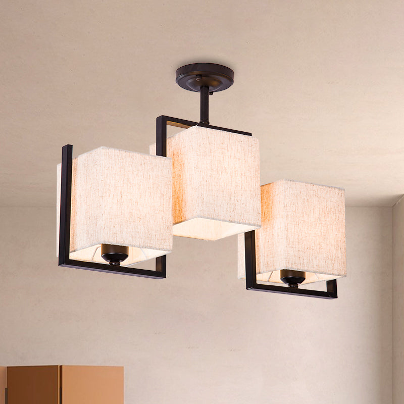 Lampada semifulta cuboide bianca/nera Modernista 3 lampadine lampadina a soffitto montato