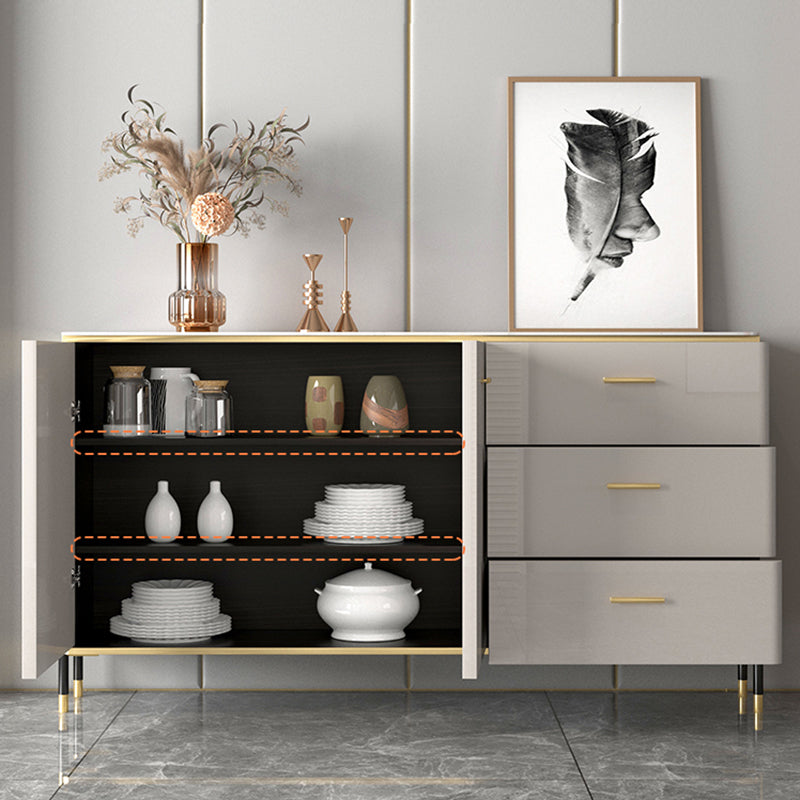 Glam Style Sideboard Buffet Server Adjustable Shelving Credenza for Dining Room