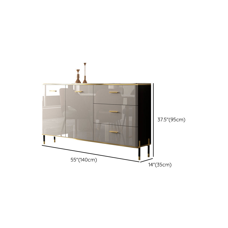 Glam Style Sideboard Buffet Server Adjustable Shelving Credenza for Dining Room