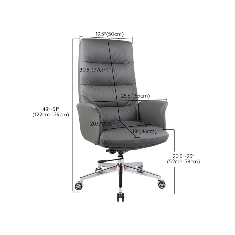 High Back Managers Chair Faux Leather Office Chair in Gray with Wheels