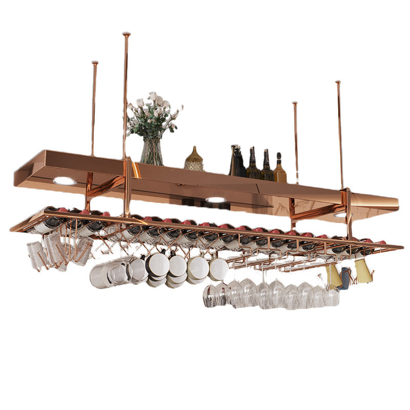 Modern Hanging Wine Rack Metal Wine Bottle & Glass Rack for Dining Room