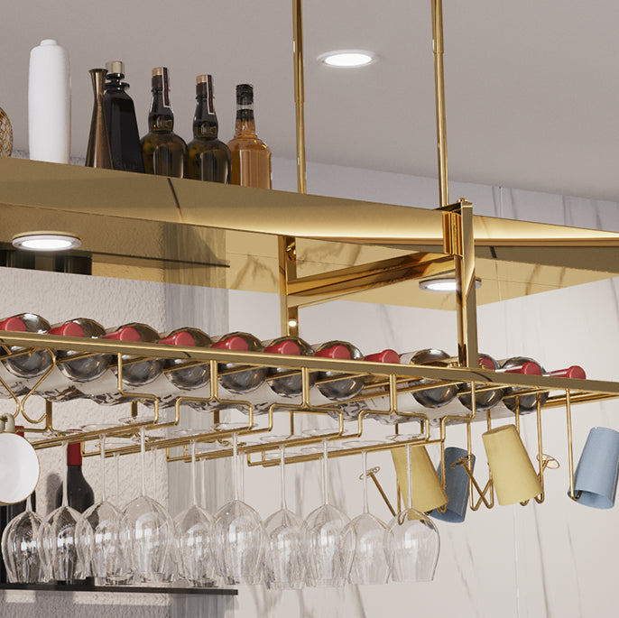 Modern Hanging Wine Rack Metal Wine Bottle & Glass Rack for Dining Room