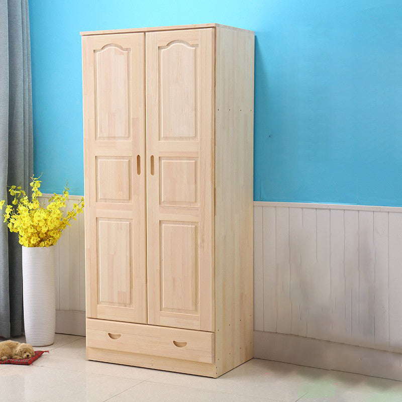 Modern Natural Coat Locker Wooden Glossy Closet with Garment Rod