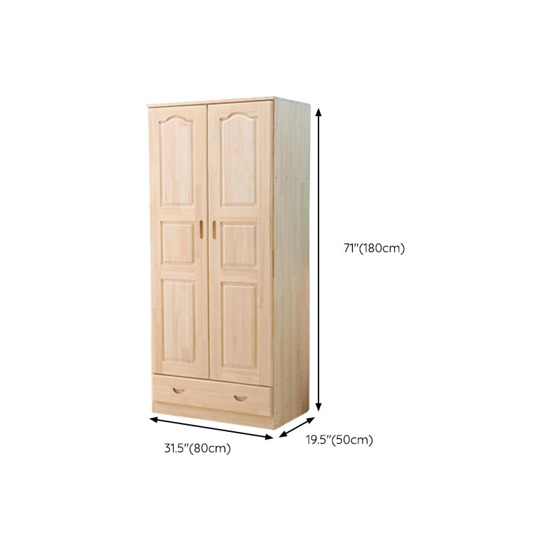 Modern Natural Coat Locker Wooden Glossy Closet with Garment Rod