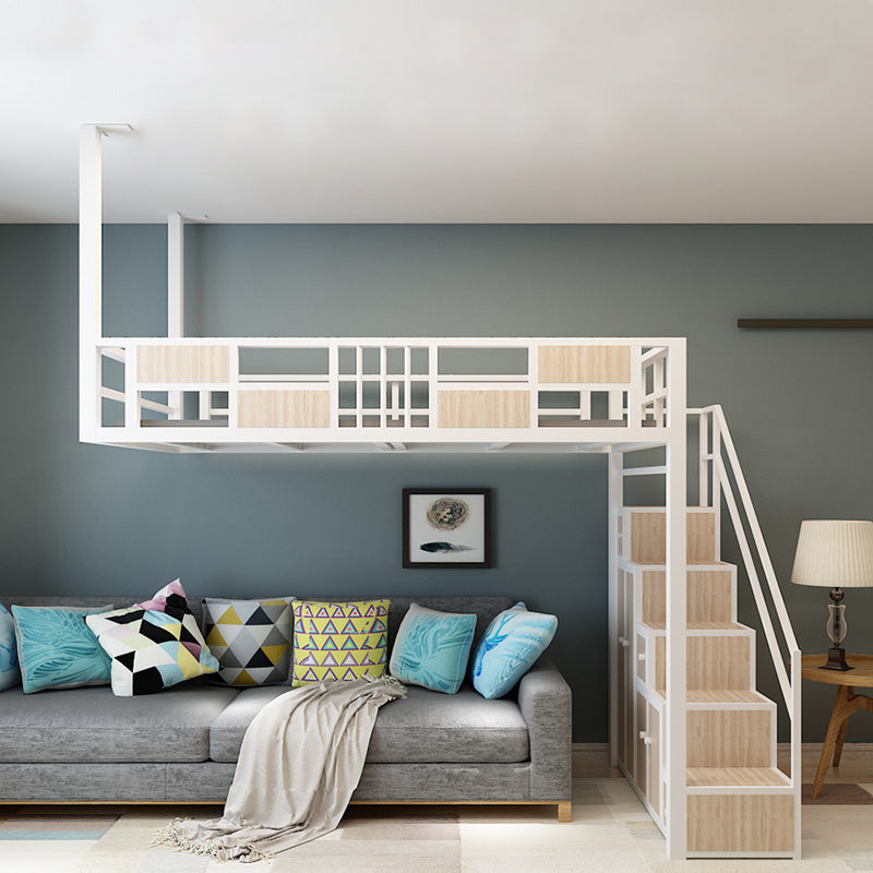 Modern Loft Bed with Wood Accent Modern High Loft Bed with Stairway