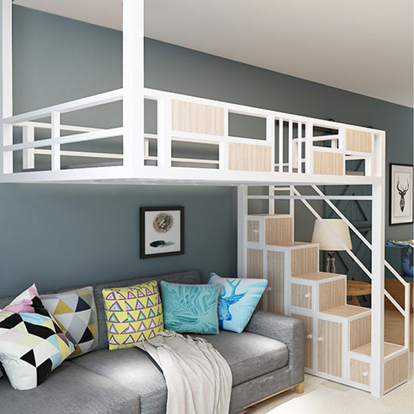 Modern Loft Bed with Wood Accent Modern High Loft Bed with Stairway