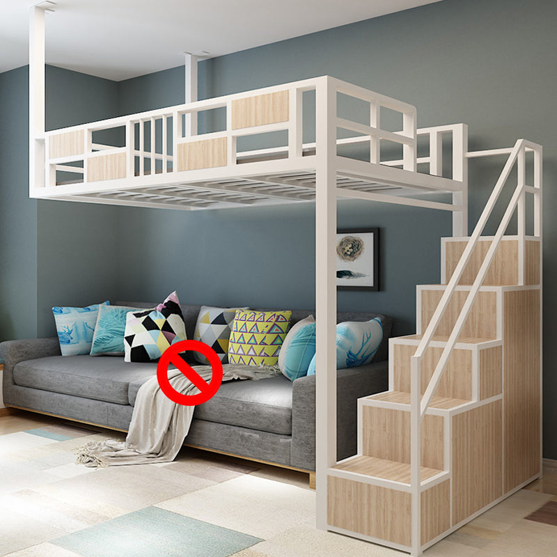 Modern Loft Bed with Wood Accent Modern High Loft Bed with Stairway