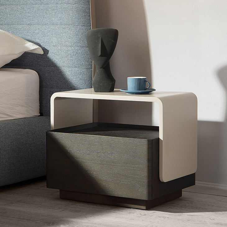 Engineered Wood Bedside Cabinet Modern Bed Nightstand with Drawer