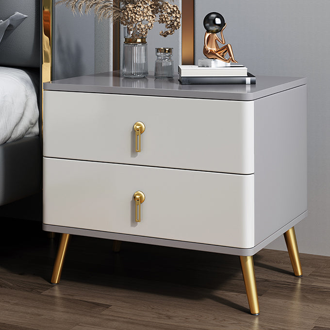 Modern Accent Table Nightstand 2 Drawers Wood Night Table for Bedroom