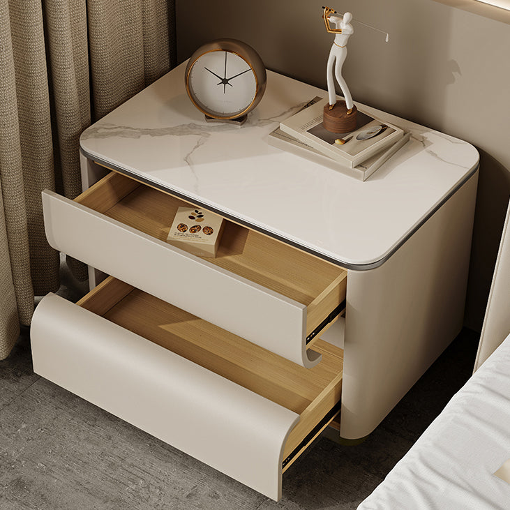 Contemporary Bedside Cabinet Stone Bed Nightstand with 2 Drawers