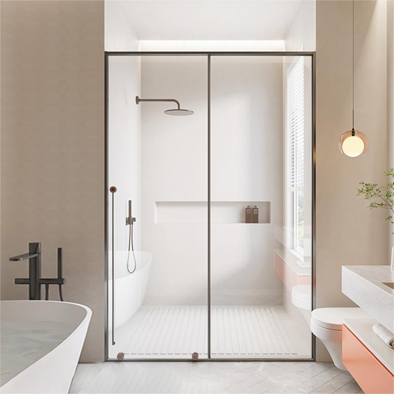 Stainless Steel Shower Doors Clear Metal Single Sliding Shower Bath Door