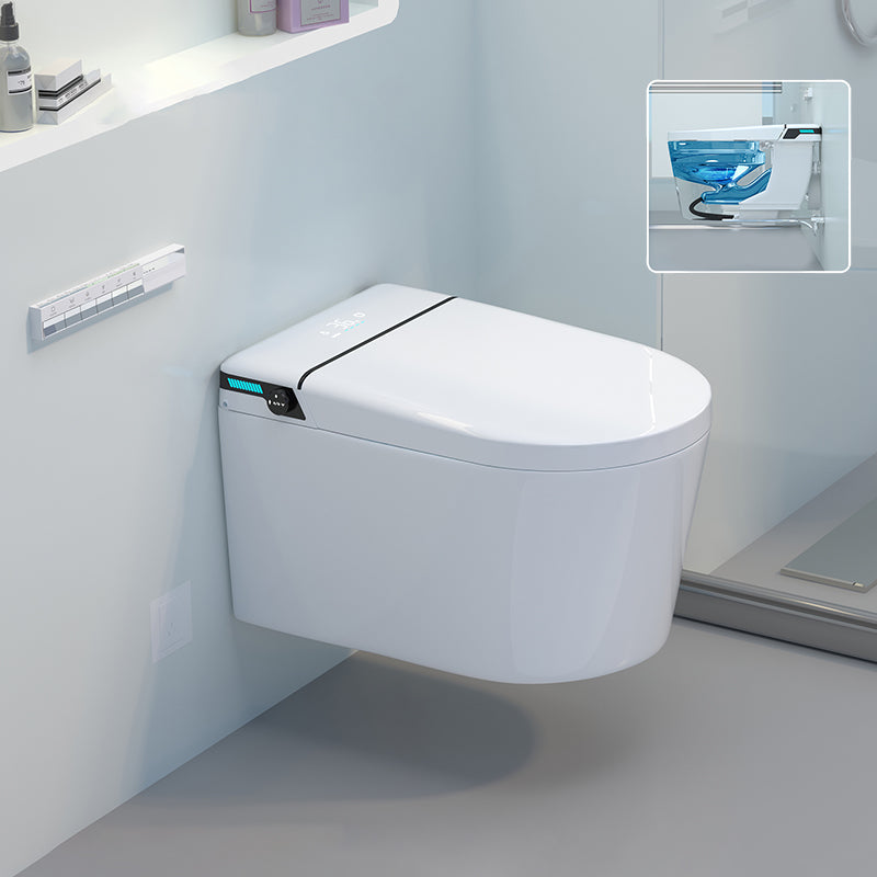 Elongated Smart Wall Mounted Bidet 14.17" H Cotton White Bidet with Unlimited Warm Water