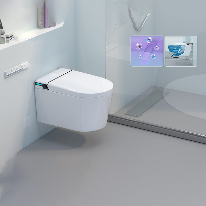 Elongated Smart Wall Mounted Bidet 14.17" H Cotton White Bidet with Unlimited Warm Water