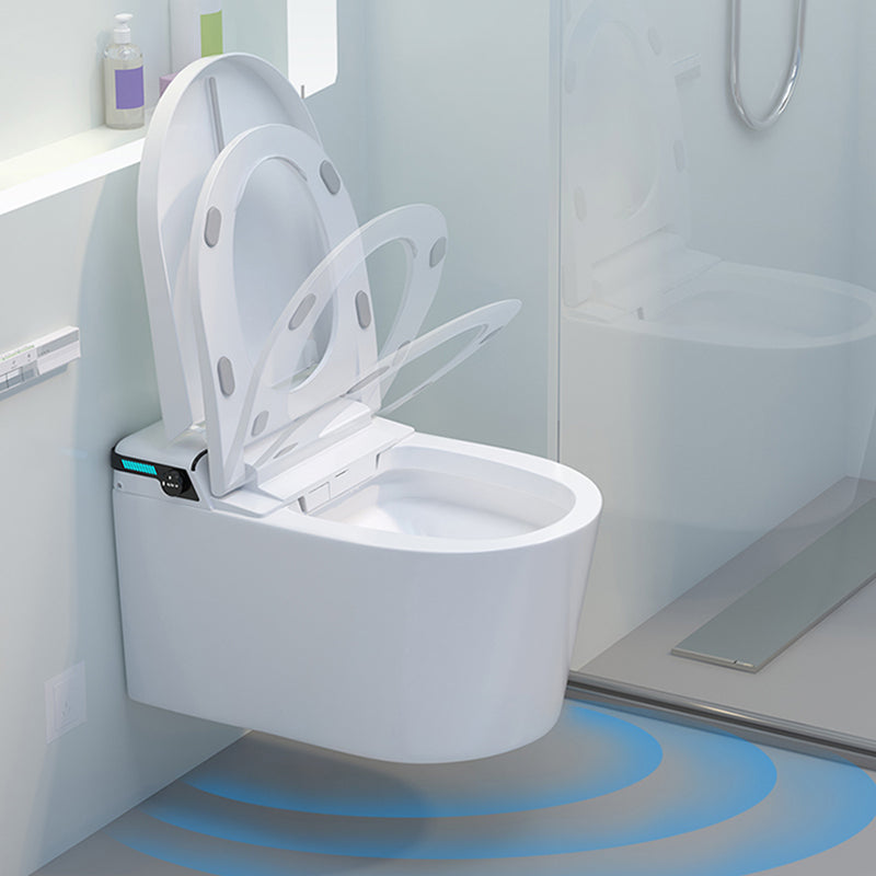 Elongated Smart Wall Mounted Bidet 14.17" H Cotton White Bidet with Unlimited Warm Water