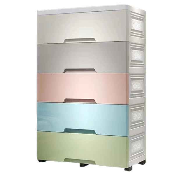 Contemporary Vertical Kids Dressers Plastic Nursery Dresser with Drawers for Home