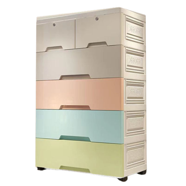 Contemporary Vertical Kids Dressers Plastic Nursery Dresser with Drawers for Home