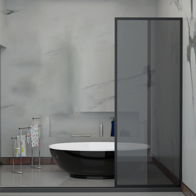 Fixed Glass Shower Door Black Stainless Steel Frame Shower Screen