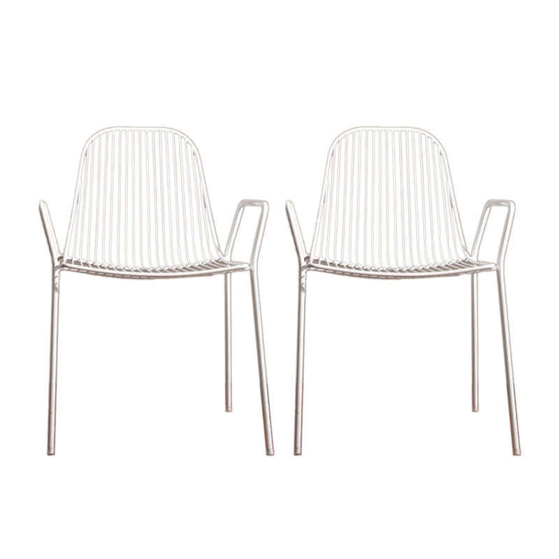 Metal Outdoors Dining Chairs Modern Stacking Indoor-Outdoor Chair