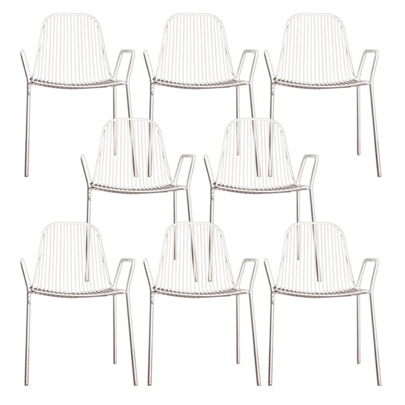 Metal Outdoors Dining Chairs Modern Stacking Indoor-Outdoor Chair