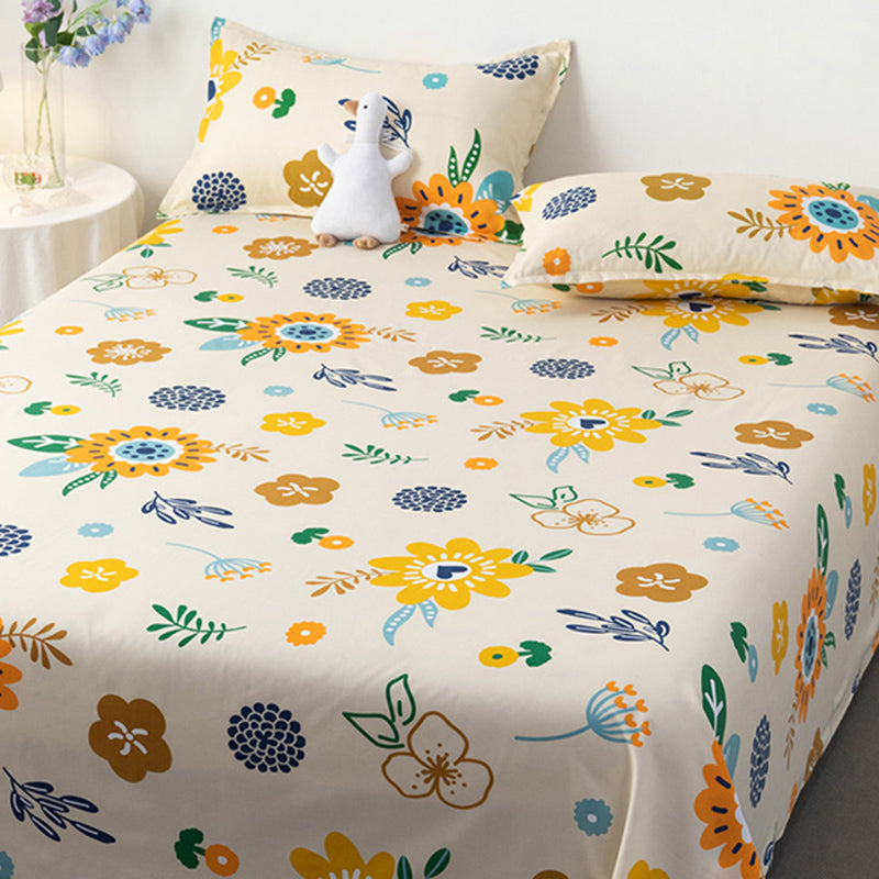 Polyester Fitted Sheet Floral Print Breathable Ultra-Soft Fitted Sheet