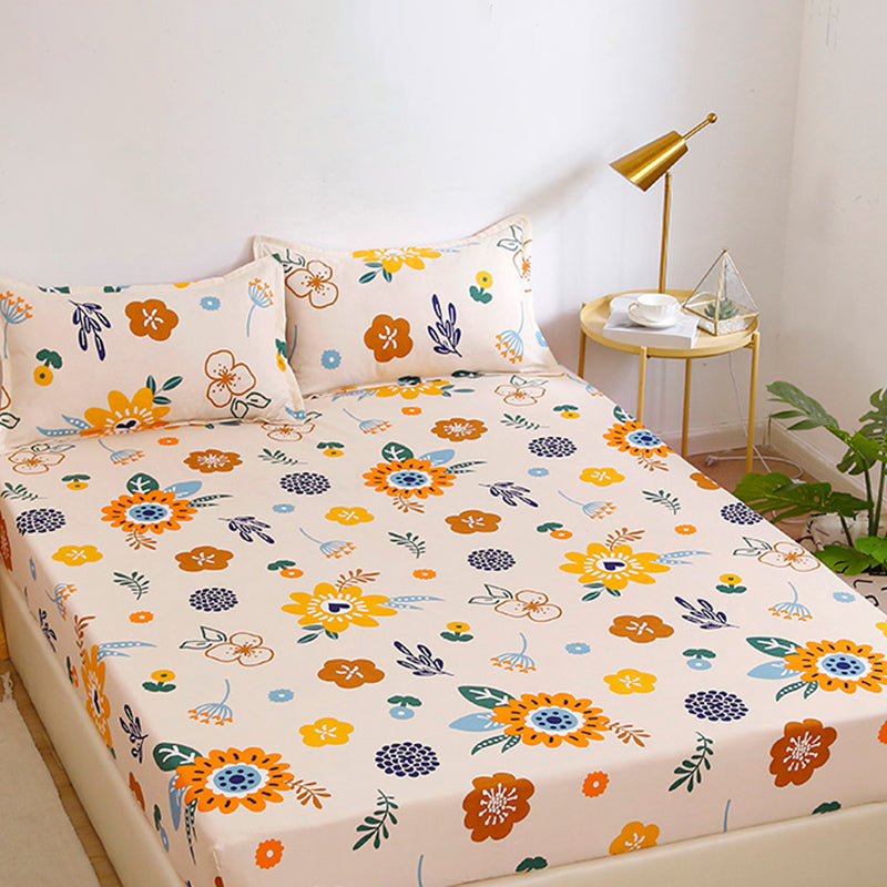 Polyester Fitted Sheet Cartoon Print Breathable Ultra-Soft Fitted Sheet