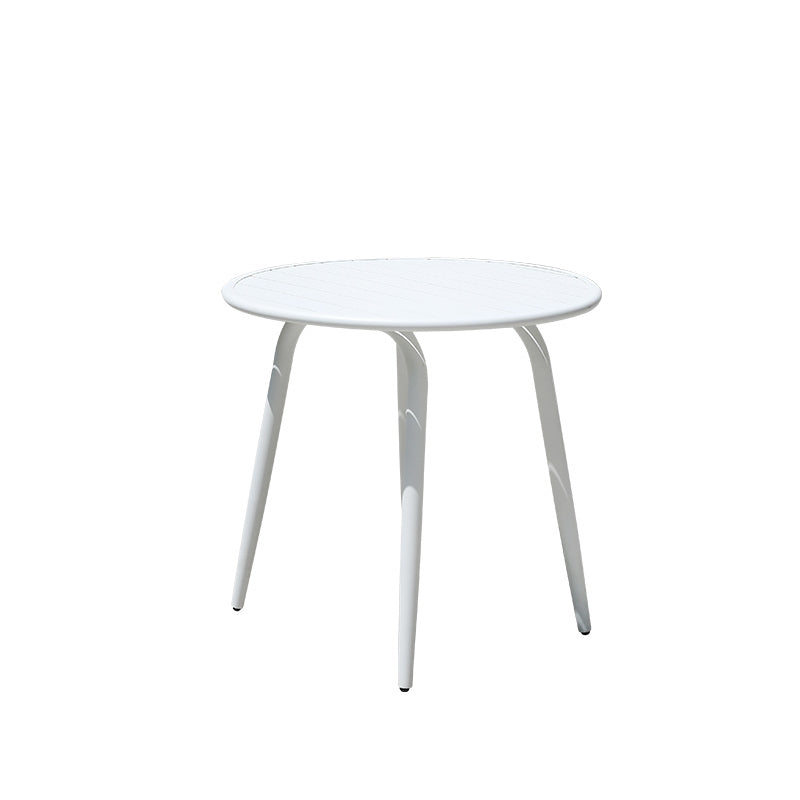 Modern Geometric Courtyard Table White Aluminum Frame Outdoor Table