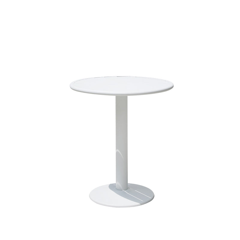 Modern Geometric Courtyard Table White Aluminum Frame Outdoor Table