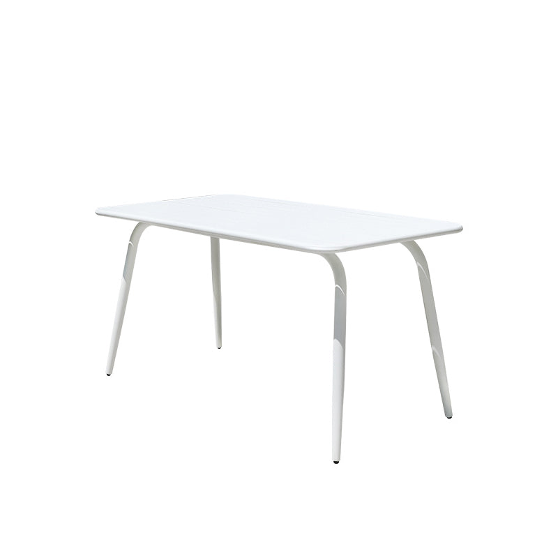 Modern Geometric Courtyard Table White Aluminum Frame Outdoor Table