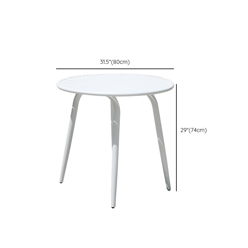 Modern Geometric Courtyard Table White Aluminum Frame Outdoor Table