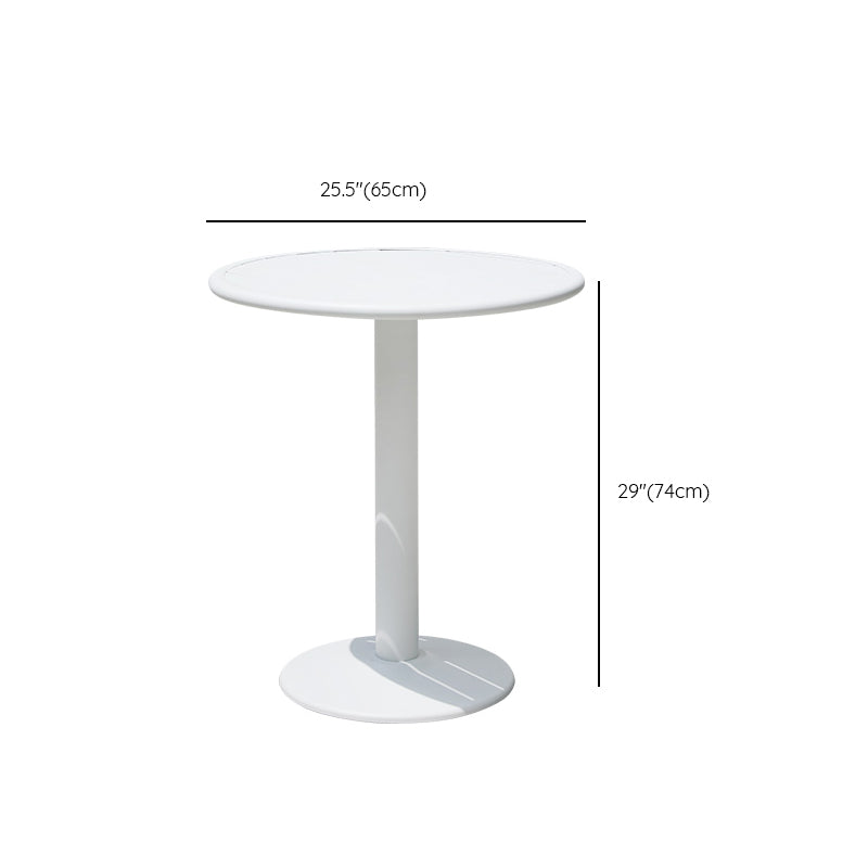 Modern Geometric Courtyard Table White Aluminum Frame Outdoor Table