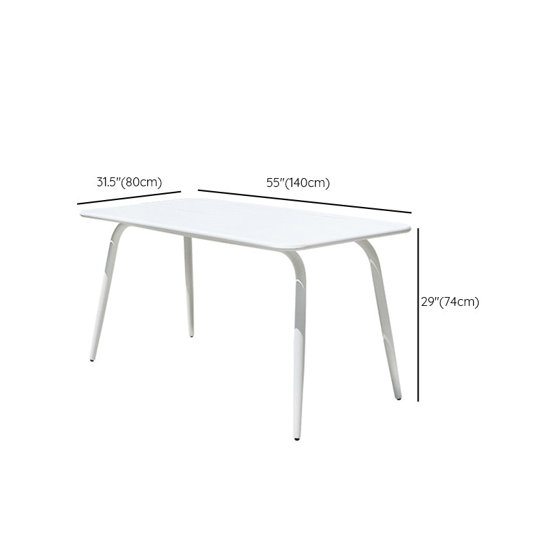 Modern Geometric Courtyard Table White Aluminum Frame Outdoor Table