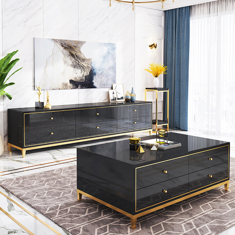 Glass Media Console Glam Media Console TV Stand with Drawers