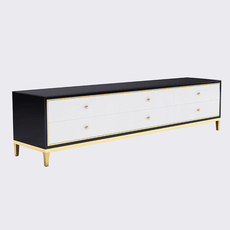 Glass Media Console Glam Media Console TV Stand with Drawers