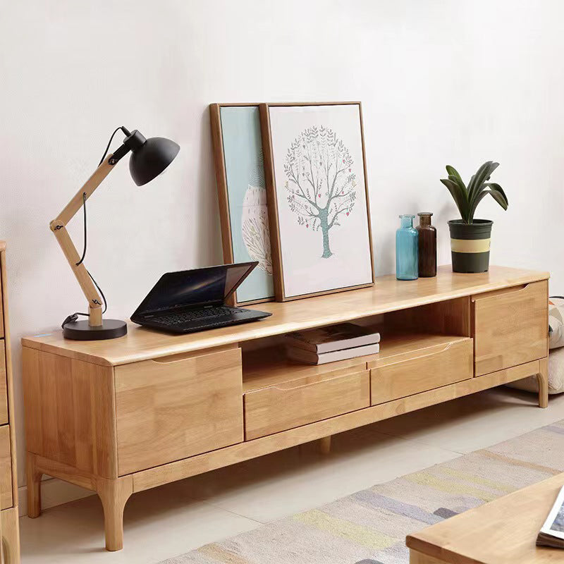 Scandinavian Media Console Solid Wood TV Console with Drawers