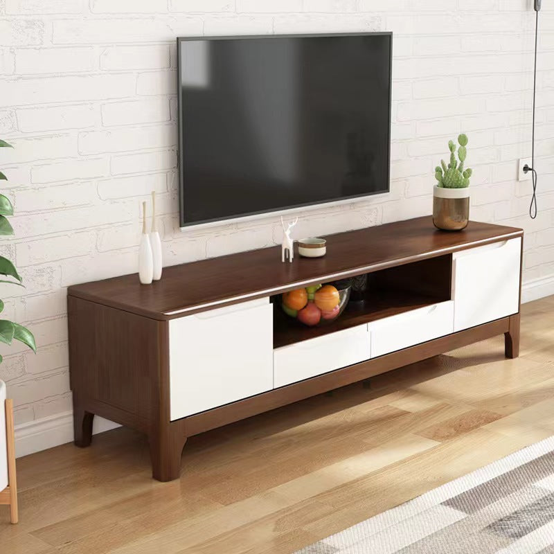 Scandinavian Media Console Solid Wood TV Console with Drawers