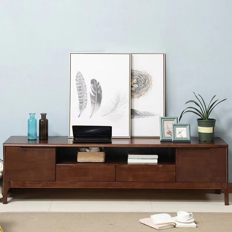 Scandinavian Media Console Solid Wood TV Console with Drawers