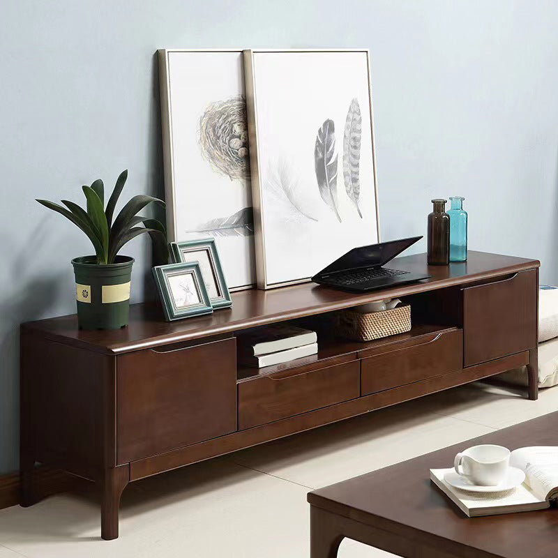 Scandinavian Media Console Solid Wood TV Console with Drawers