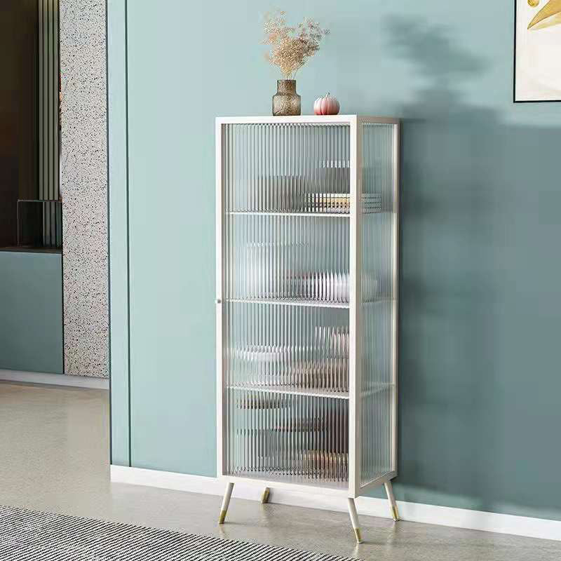 Glam Style Metal Storage Buffet Stand Glass Buffet Sideboard with Door