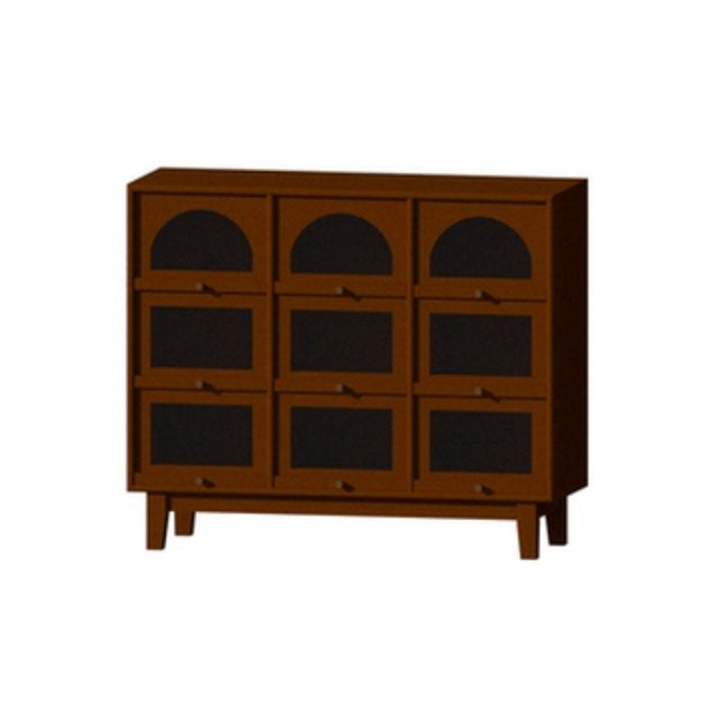 Modern Pine Sideboard Glass Doors Sideboard Cabinet for Dining Room