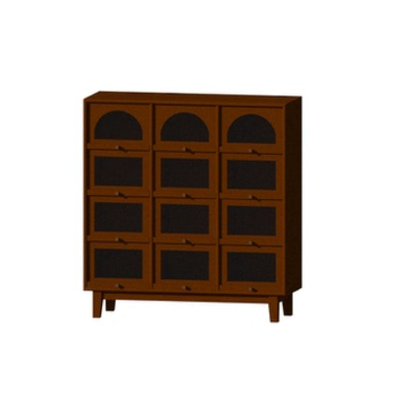 Modern Pine Sideboard Glass Doors Sideboard Cabinet for Dining Room