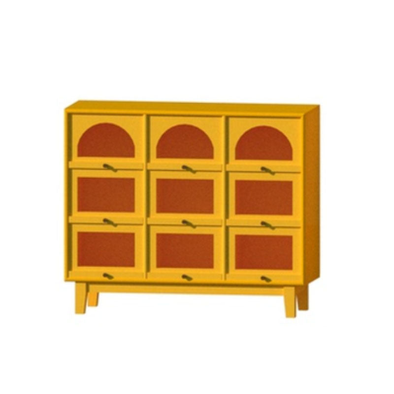 Modern Pine Sideboard Glass Doors Sideboard Cabinet for Dining Room