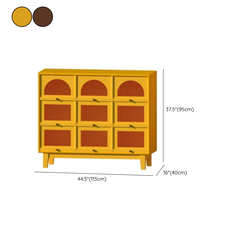 Modern Pine Sideboard Glass Doors Sideboard Cabinet for Dining Room