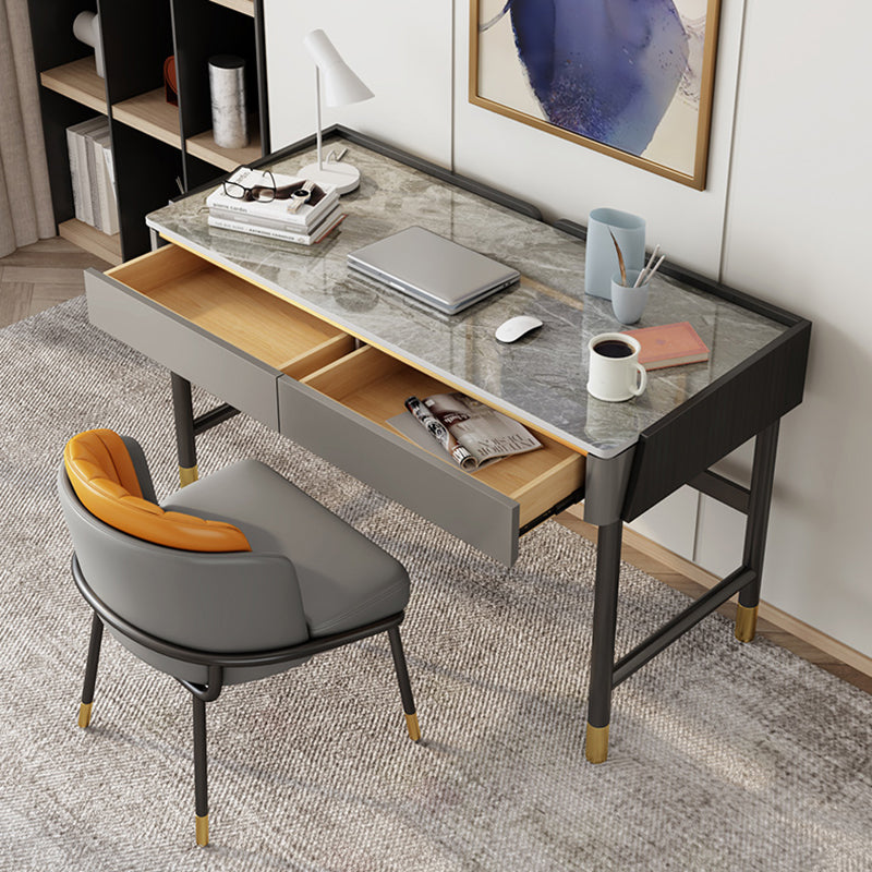 Modern Stone Office Desks Rectangular Shape Task Desk with 2 Drawers