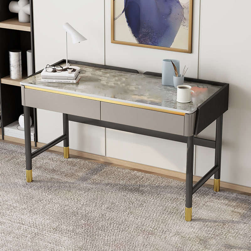 Modern Stone Office Desks Rectangular Shape Task Desk with 2 Drawers