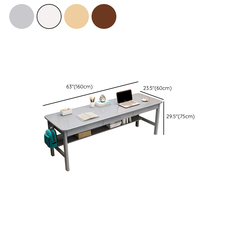Modern 3 Drawers Writing Desk Rectangle 23.62" Wide Office Desk with 1 Shelf