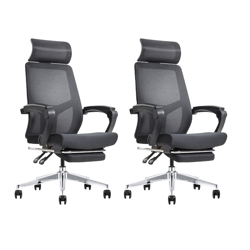 Modern Swivel Office Chair Padded Arms Mesh Back with Headrest  Chair