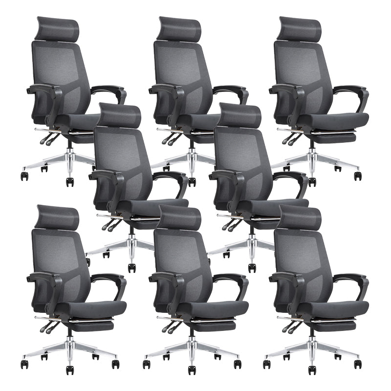 Modern Swivel Office Chair Padded Arms Mesh Back with Headrest  Chair