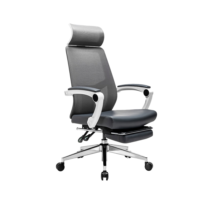 Modern Swivel Office Chair Padded Arms Mesh Back with Headrest  Chair